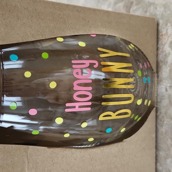 Colorful Polka Dot Stemless Wine Glass Set, great for Easter! 2 glasses, NWOT - Picture 2 of 2